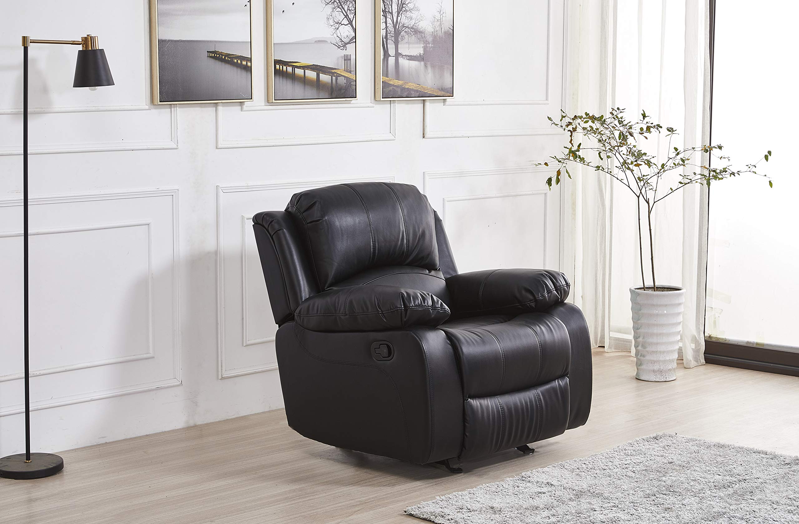 Betsy Furniture Bonded Leather Reclining Sofa in Multiple Colors, 8018 (Grey, Sofa)