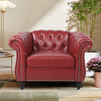 Home Sofa Living Room Furniture, 3 Seater 84" Velvet Upholstered Couch, Mid Century Modern Comfy Couch with Cushions, Classic Tufted Chesterfield Couches for Bedroom, Office, Apartment (Orange)