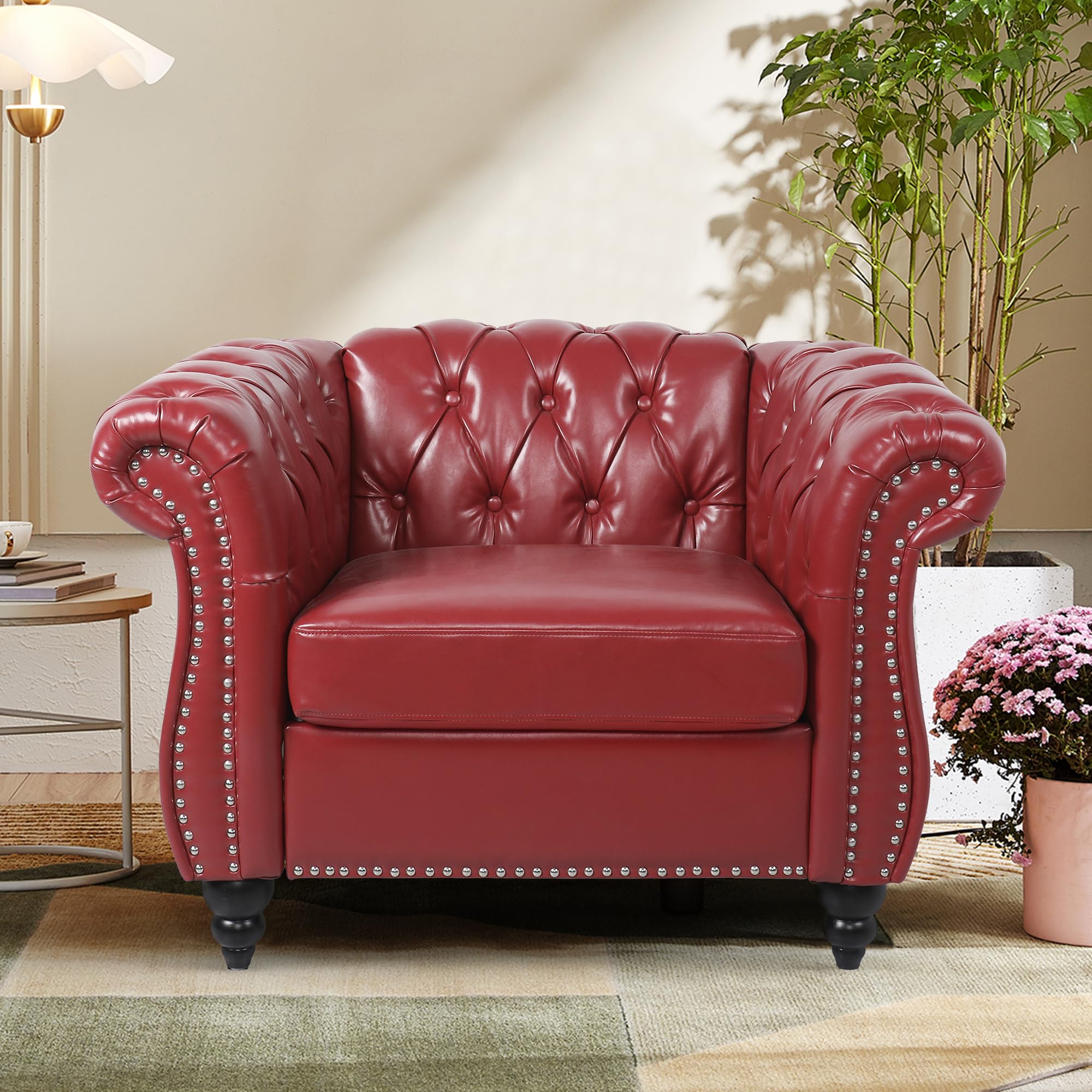 Home Sofa Living Room Furniture, 3 Seater 84" Velvet Upholstered Couch, Mid Century Modern Comfy Couch with Cushions, Classic Tufted Chesterfield Couches for Bedroom, Office, Apartment (Orange)