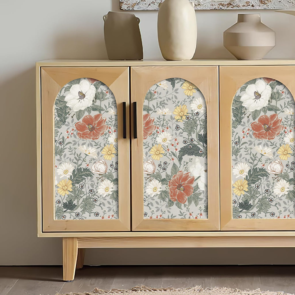 Simon&Siff Vintage Wallpaper Peel and Stick Modern Floral Wall Paper Farmhouse Botanical Contact Paper Removable Renter Friendly Wallpaper for Cabinets Countertop Wall 17.3" x 118"