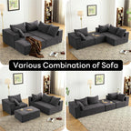 Vamcheer Modular Sectional Sofa with Chaise, Modern L Shaped Cloud Couch with Deep Seat, Sectional Couches for Living Room, Bedroom, Office, No Assembly Required, Gray
