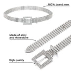 Ayliss Women Rhinestone Belt Bling Crystal Shiny Waist Dress Belt Silver Fashion Glitter Chain Belt for Wedding Party (Silver#1)