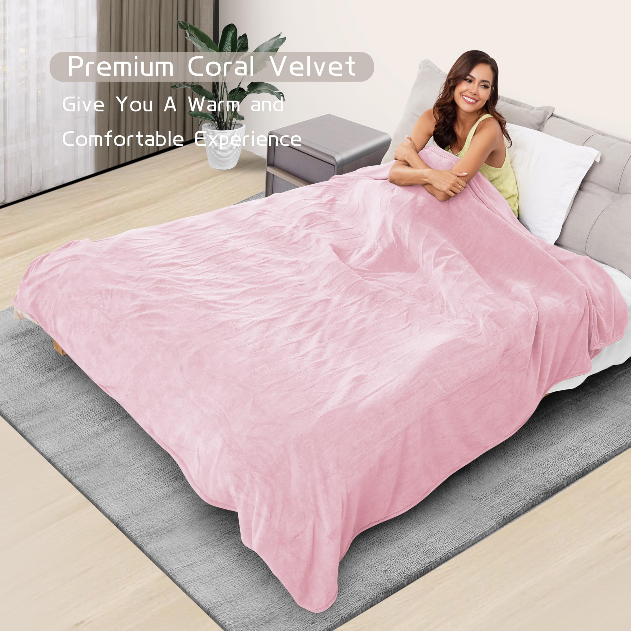 Coperta Elettrica Riscaldata 72"x84" Taglia Completa, Morbido Pile di Corallo con 4 Livelli di Riscaldamento e Spegnimento Automatico dopo 10 Ore, Lavabile in Lavatrice, Tessuto Morbido e Accogliente per la Casa, Grigio Scuro