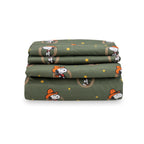 Zestaw pościeli Berkshire Blanket Peanuts® dla dzieci, rozmiar pełny - 4 części, Peanuts® mini pozy i łapy szare, urocze postacie Snoopy nadrukowane na miękkich mikrofibrowych prześcieradłach