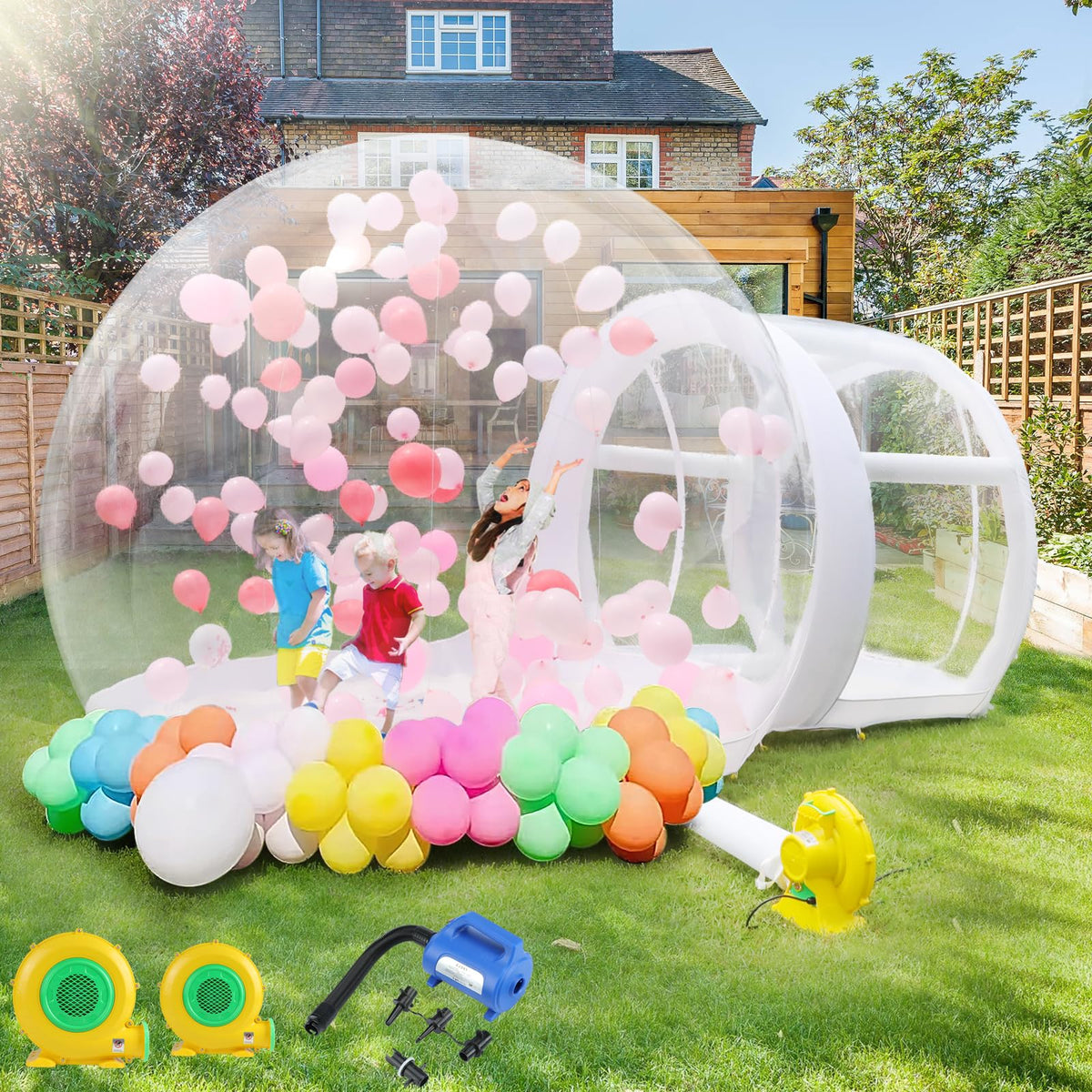 FINCOME Inflatable Bubble House 10FT for Kids Adults, Large TPU Balloon House with Double Air Blowers 100 Balloons, Bubble Balloon House for Party Wedding Birthday Holiday Outdoor Commercial Event