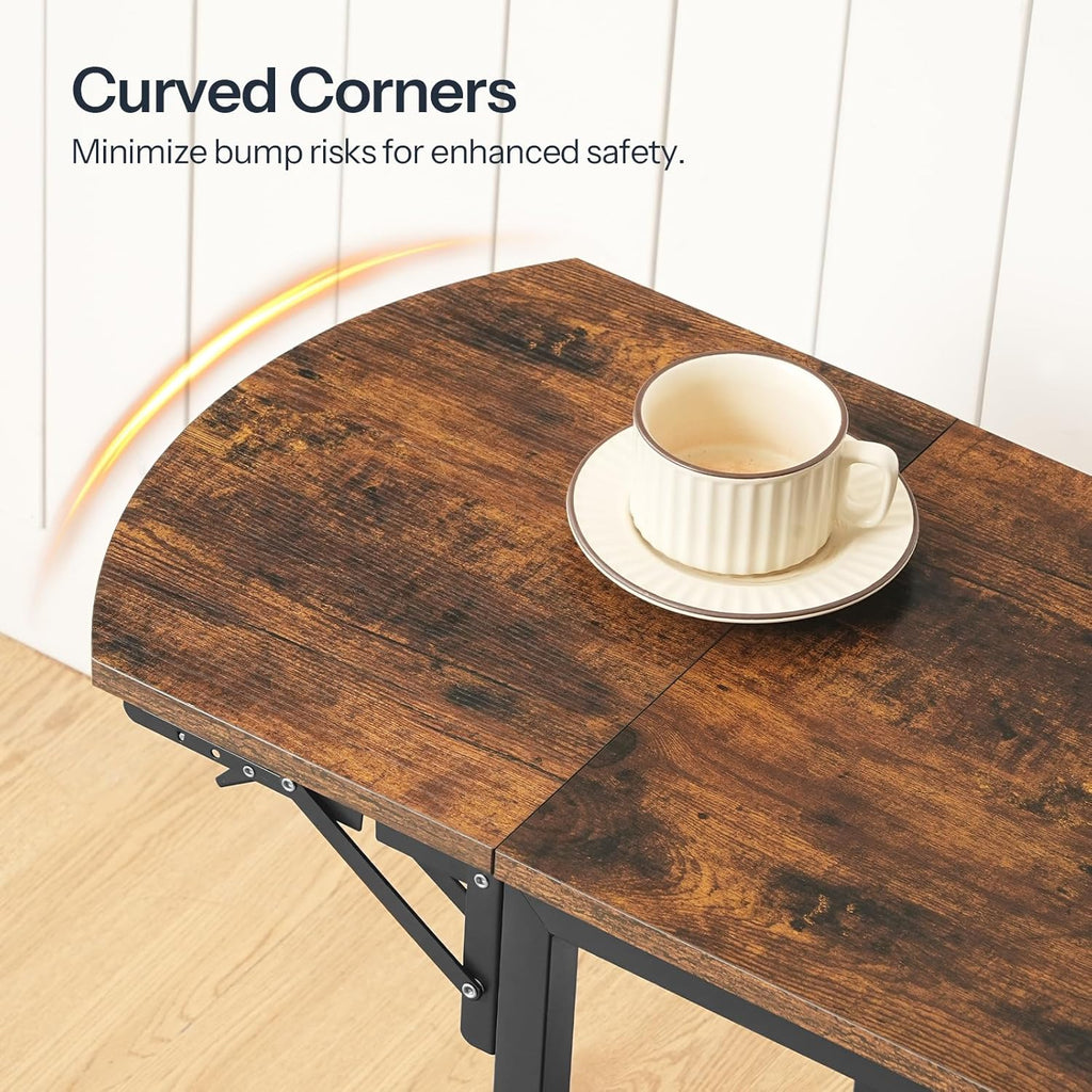 HOOBRO Folding Side Table, 2-Tier Sofa End Table with Expandable Desktop, Small Foldable Coffee Table, for Small Spaces, Living Room, Bedroom, Dorm, Apartment, Rustic Brown and Black BF172BZ01