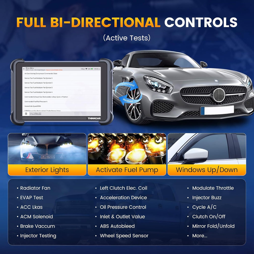 THINKCAR Bidirectional Scan Tool, THINKSCAN 689BT All System Automotive Diagnostic Tool, Bi Directional OBD2 Scanner with ECU Coding, 34 Services, FCA Autoauth, CANFD and DoIP, Wireless Update