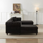 U-Shaped Oversized Symmetrical Sectional Sofa Couch Classic Chesterfield Scroll Armrest Button Tufted Sofa&Couch with Extra Wide Chaises and 2 Pillows for Living Room Home Theater/Office/Apartment