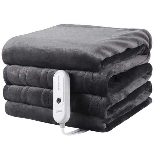 Heated Blanket Electric Blanket Full Size, Super Soft Cozy Upgraded Flannel Heating Blanket with 6 Heating Levels & 1-10 Hours Auto Off, Fast Heating & Overheat Protection, 72" x 84", Dark Gray