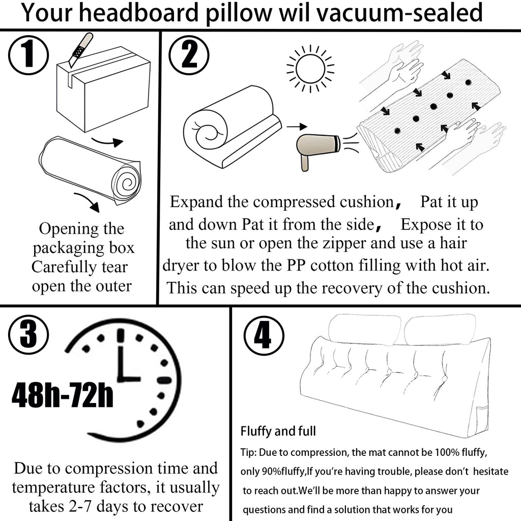 SRXBYWS Wedge Headboard Pillow King Size Headboard Pillow,Headboard Wedge Pillow with 2 Pack Neck Roll Pillow Large,Removable Cover,with Two Large Side Pockets,for Headboard Pillow/Dark Brown