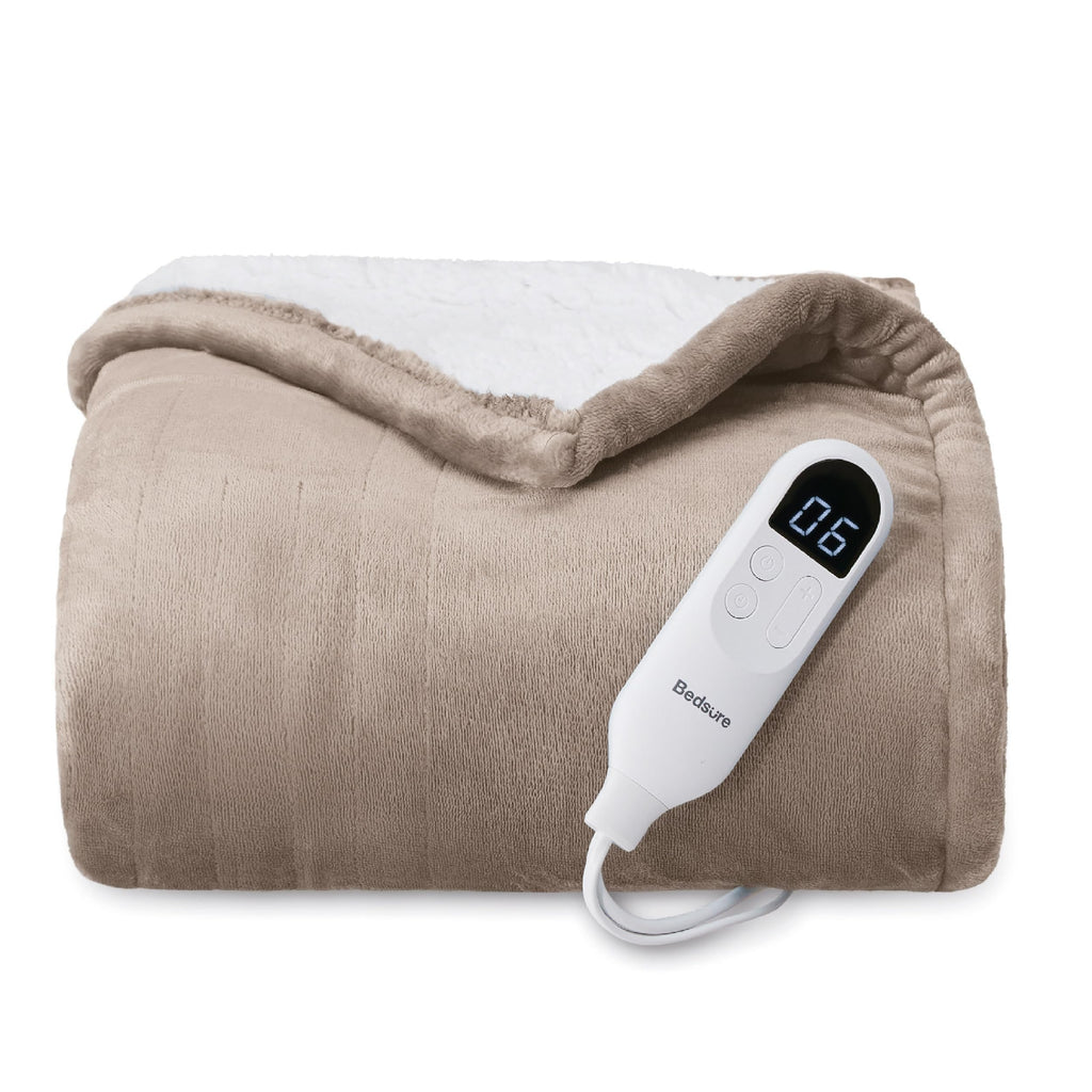 Bedsure Electric Blanket Queen Size - Dual Control Heated Blanket Queen, GentleSoft™ Fast Heating with 10 Time Settings & 10 Heat Settings, Warm Gift for Grandma (84x90 inches, Grey)