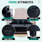 Naomi Home L-Shaped Sectional Sleeper Sofa with USB Ports - Convertible Pull-Out Bed, Ample Storage, Timeless Design, Durable Construction, Black/Air Leather