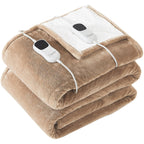 Homemate Electric Heated Blanket Queen - 84"x90" Heating Blanket Queen Size Dual Control 1/2/4/6/8 Hours Auto-Off 10 Heat Level Heat Blanket Over-Heat Protection Flannel Sherpa ETL Certification