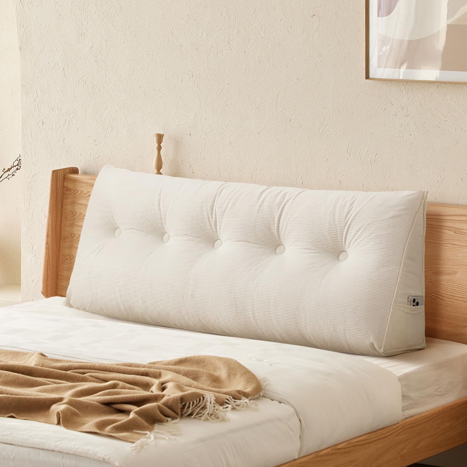 بالشتک گوه‌ای تِسیکا طوسی تیره برای تکیه‌گاه تخت، بالشتک بزرگ تکیه‌گاه، بالشتک گوه‌ای بزرگ، تکیه‌گاه نرم و حمایتی تخت، بالشتک‌های مطالعه برای نشستن در تخت با روکش قابل جدا شدن