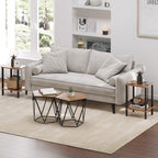 TUTOTAK End Table with Charging Station, Side Table with USB Ports and Outlets, Nightstand, 2-Tier Storage Shelf, Sofa Table for Small Space TB01BB040