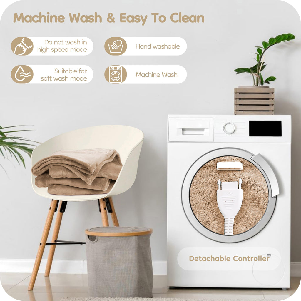 Elektrisch verwarmd deken 72" x 84" volledige maat flanellen stof met 4 verwarmingsniveaus & 10 uur automatische uitschakeling, ademend warm en wasbaar voor zacht en bed - lichtgrijs