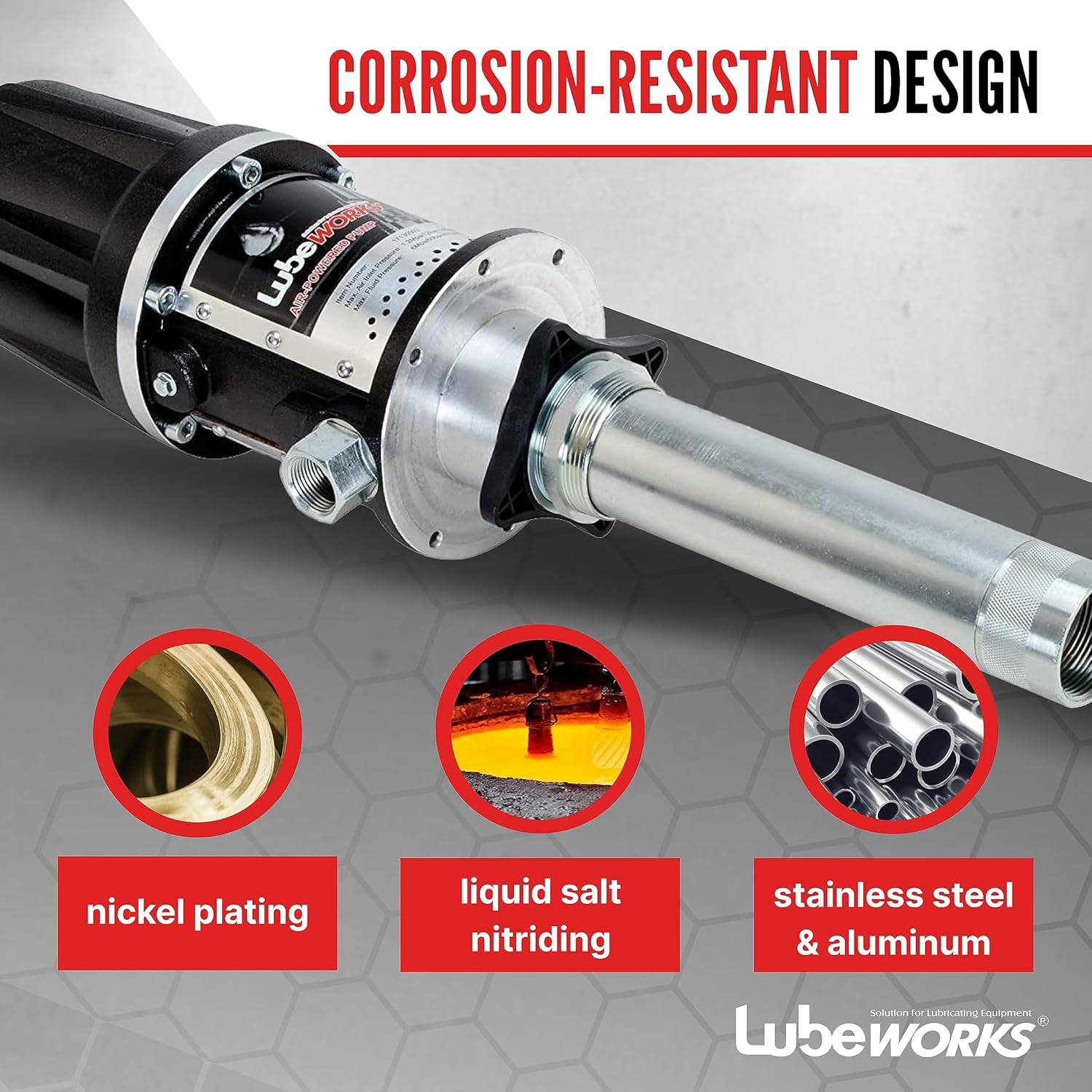 Oil Transfer Pump Air Operated Pneumatic 40lpm / 10.6gpm Heavy Duty 5:1 High Fluid Pressure 870Psi for SAE240 Oils/Fluids (NOT for Gasoline or Diesel)