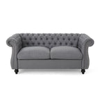 Christopher Knight Home Karen Traditional Chesterfield Loveseat Sofa, BlackBerry and Dark Brown, 61.75 x 33.75 x 27.75