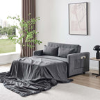 55'' Sofa Bed, Pull Out Sleeper Sofa Couch Bed, Loveseat Couch Bed, Futon Sofa Bed with Side Pocket, Convertible Sofa Bed for Living Room, Apartment, Bedroom, RV, Brown