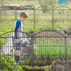 Decorative Garden Fence Animal Barrier with Gate 40 in(H)×27.6 Ft(L) 12 Panels, Dog Rabbit Fencing Arched Rustproof Metal No Dig Pet Outdoor Garden Fence for Yard, Patio, Flower Bed