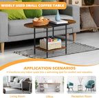 ETELI Small Round Coffee Tables for Small Space Farmhouse Oval Coffee Table with 2-Tier Storage Shelf Circle Center Tea Table for Living
