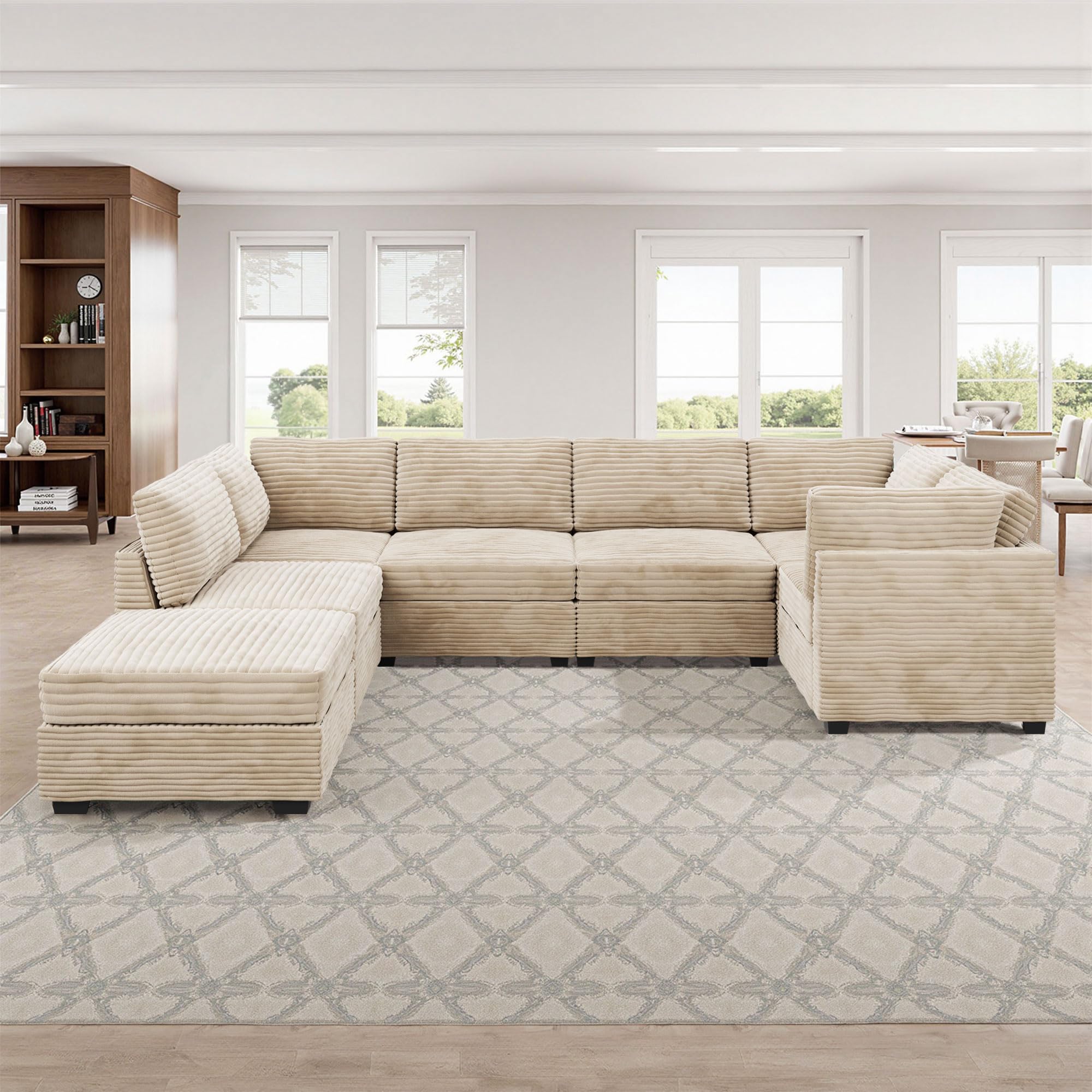 Modular Sectional Sofa,5 Pieces Sectional Couches for Living Room,L Shaped Cloud Couch Chaise Set, Black