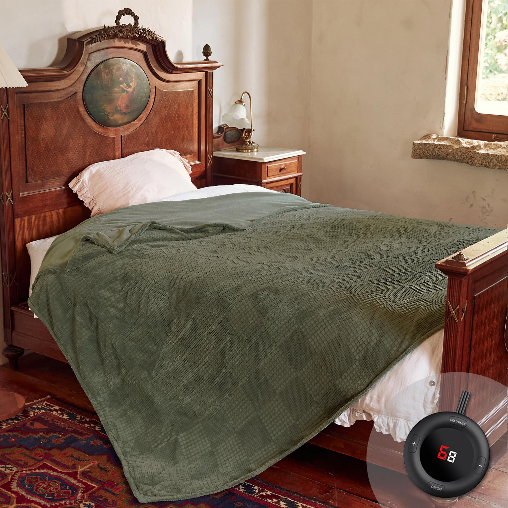 Verwarmd deken elektrisch deken plaid 50''X60'' - verwarmingsdeken met 6 warmtestanden - 2-10 uur automatische uitschakeling, ETL gecertificeerd, wasmachinebestendig (zwart)