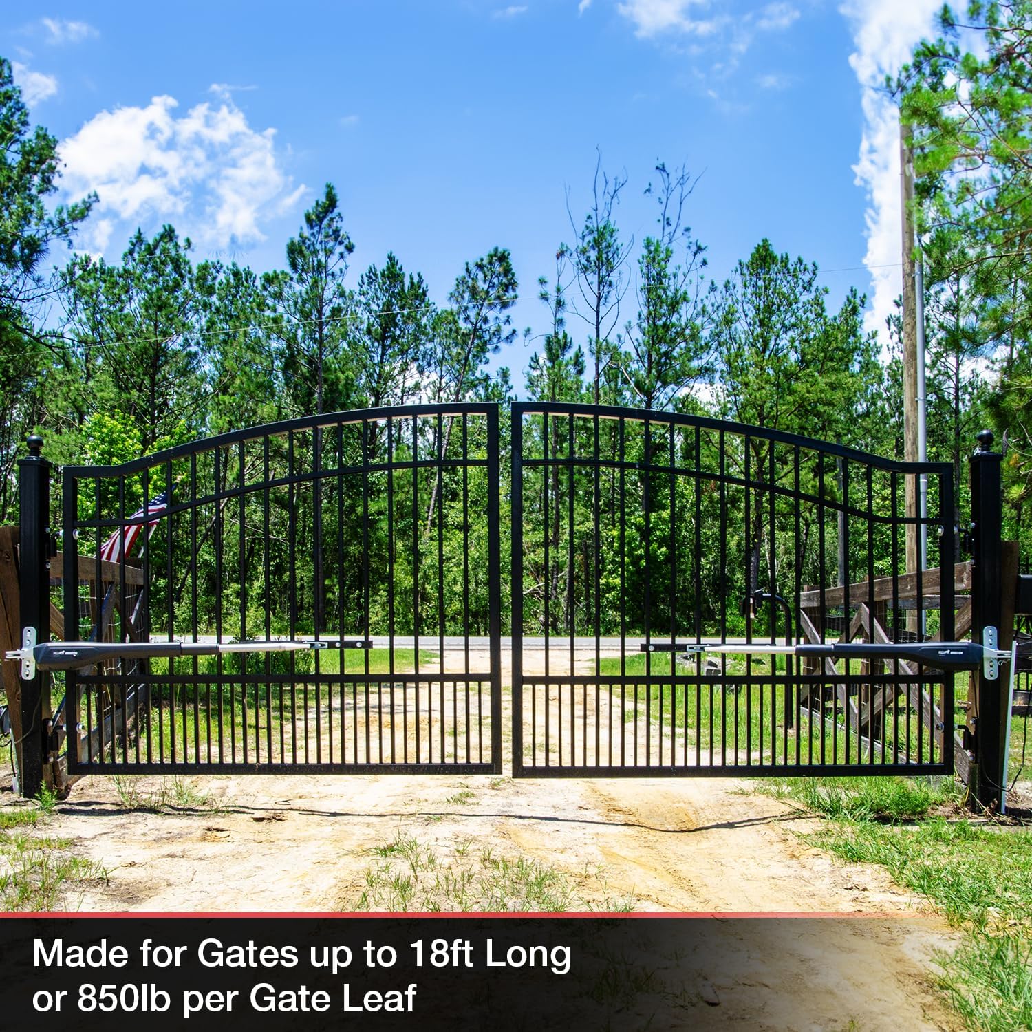 Mighty Mule MM572W HD Dual Arm Gate Openers 12 V Wireless AC/Battery Powered Automatic Gate Opener