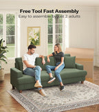 Kidirect 87in Green Sofa, Couches for Living Room 21in Extra Deep Seats, Comfy Corduroy Sofas for Living Room No Tool Assembly, Modern Oversized Love Seat with 2 Pillows, Sofa Couch for Bedroom