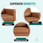 Naomi Home Marisa Genuine Leather 3 Piece Sofa Set - Revel in Exquisite Leather Opulence - Unparalleled Luxury Mid-Century 3 Piece Sofa Set- Embodiment of Cozy Lounging,Contemporary Design,Tan