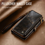 Defencase Compatible with iPhone 13 Pro Max Case Wallet with RFID Blocking Card Holder for Women Men, PU Leather Magnetic Snap Flip Zipper Strap Wallet Phone Case Fit for iPhone 13 Pro Max 6.7, Coffee