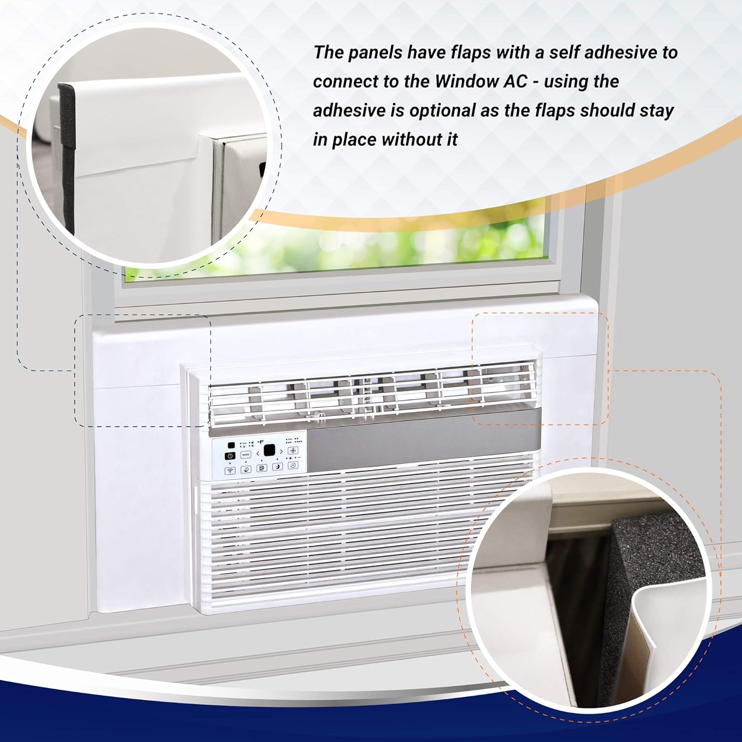 Surround Insulation Side Panels White for Window AC Unit Indoor Air Conditioner Cover for Winter and Summer