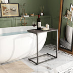 WLIVE C Shaped End Table, Small Couch Side Table for Coffee & Snack, Sofa Table That Slide Under for Living Room, Bedroom, 14.6 x 22.8 x 26.3 Inches, Grey