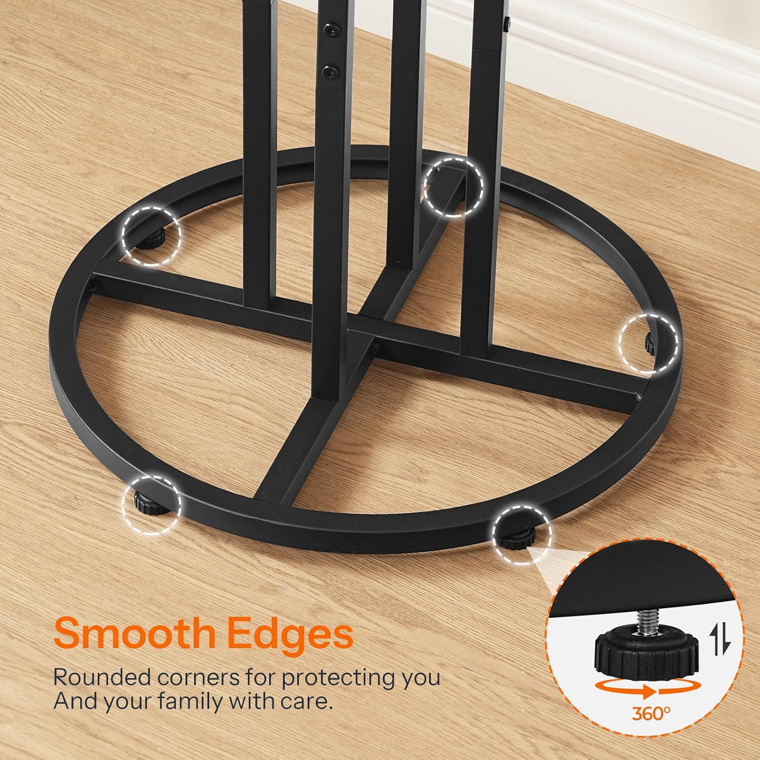 HOOBRO Bar Table, 23.6-Inch Round Pub Table, Frosted Glass Cocktail Table with Sturdy Iron Frame & Adjustable Feet, Modern Minimalist Small Coffee for Home Bar, Kitchen, Living Room, Black BK96BT01