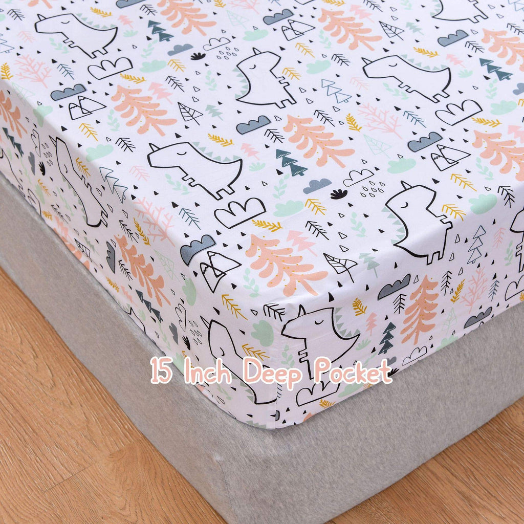 ست ملحفه کودکان یونیکورن صورتی JSD، سایز تویین، ۳ تکه، ملحفه‌های رختخواب میکروفایبر چاپ شده با طرح رنگین کمان برای دختران، جیب عمیق