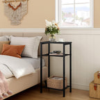 Hoctieon 3 Tier End Table, Telephone Table, Tall Side Table with Storage, Small Nightstand for Small Spaces, Metal Frame, For Living Room, Bedroom, Sofa Couch, Hall, Easy Assembly, Black