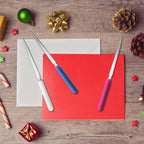 Kosiz Letter Opener Sword Stainless Steel Envelope Openers Slitters Mail Knife Lightweight Letter Knives for Office Home Supplies, 4 Pieces(White, Black, Blue, Red)