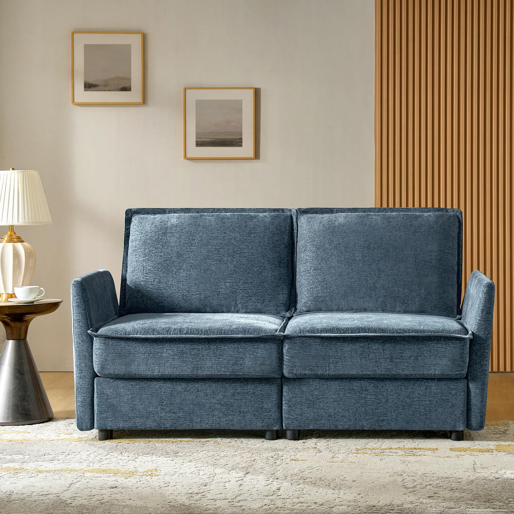 HULALA HOME 127'' Modular Sectional Sofa, Oversized U Shaped Couch with Storage Ottoman, Extra Deep Seat, Modern Comfy Chenille Sofa with Chaise, 6 Seat Convertible Couches for Living Room, Beige