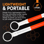 Retractable Barrier for Safety Traffic Cones - 2" OD - Large Yellow and Black Bar Barricade - for Road Construction, Parking, Warning, Temporary Security Divider (40, Orange & White, 72" x 120")