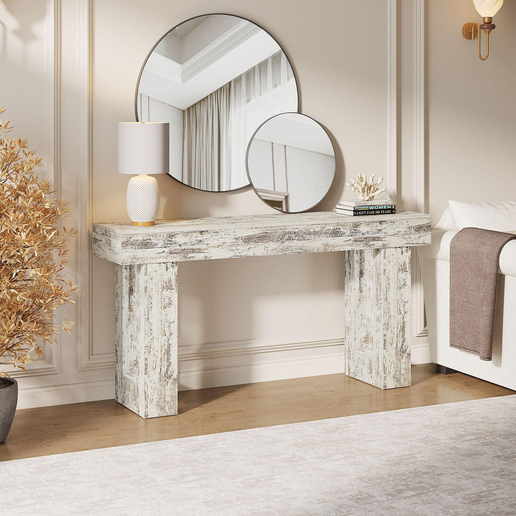 Tribesigns 63-дюймовый длинный консольный стол, деревянный прямоугольный стол за диваном, фермерский стол для прихожей, коридора, гостиной (натуральный)