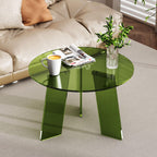 Acrylic Coffee Table Round, Clear Circle Modern Lucite Side Table Legs for Living Room, Bedroom, Office (Clear, 23.6“ × 15.7”)
