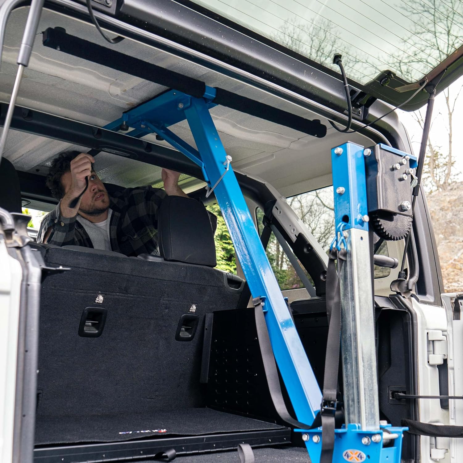 EZLIFT Hard Top Remover Lift for Jeep Wranglers: 1997 & up (TJ/JK/JKU/JL/JLU), 2&4 dr lifted Jeep Wranglers & 4-Dr Broncos. One Person Removal System-Take Off Your Top in Minutes! Patent Pending