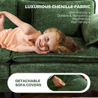 ELUCHANG 113" Modular Sectional Sofa, Comfy Cloud Couch, L Shaped Deep Seat Sofa Couches for Living Room, 4-Seater Modern Sofa with Movable Ottoman, DIY Combination - Chenille Green