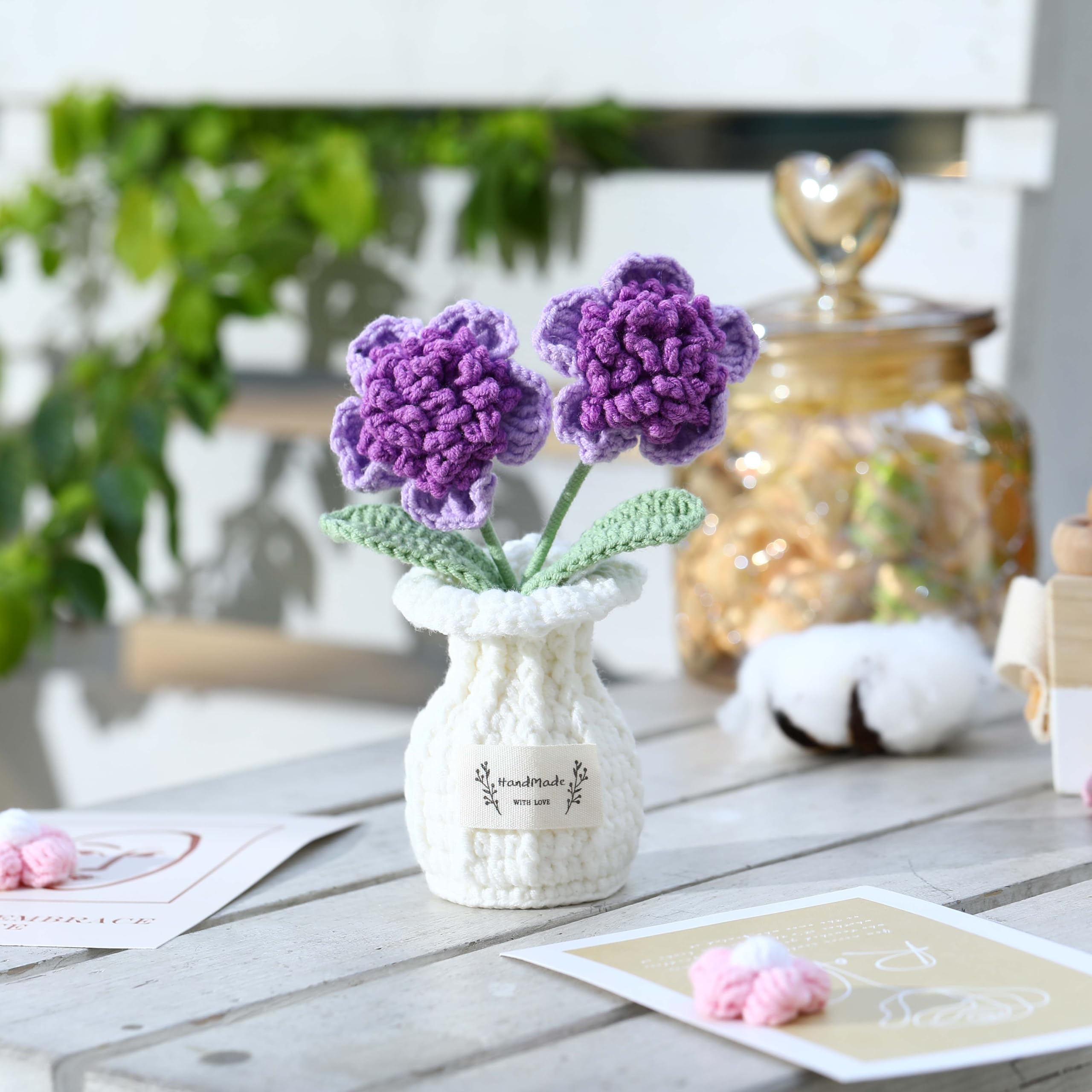 Crochet Flower Pot Forget-me-not Pink Thank You Crochet Gifts for Women Coworker Graduation & Mother's Day Gift Pink Crochet Potted Flower for Women Teacher| Handmade Knitted Potted Plant