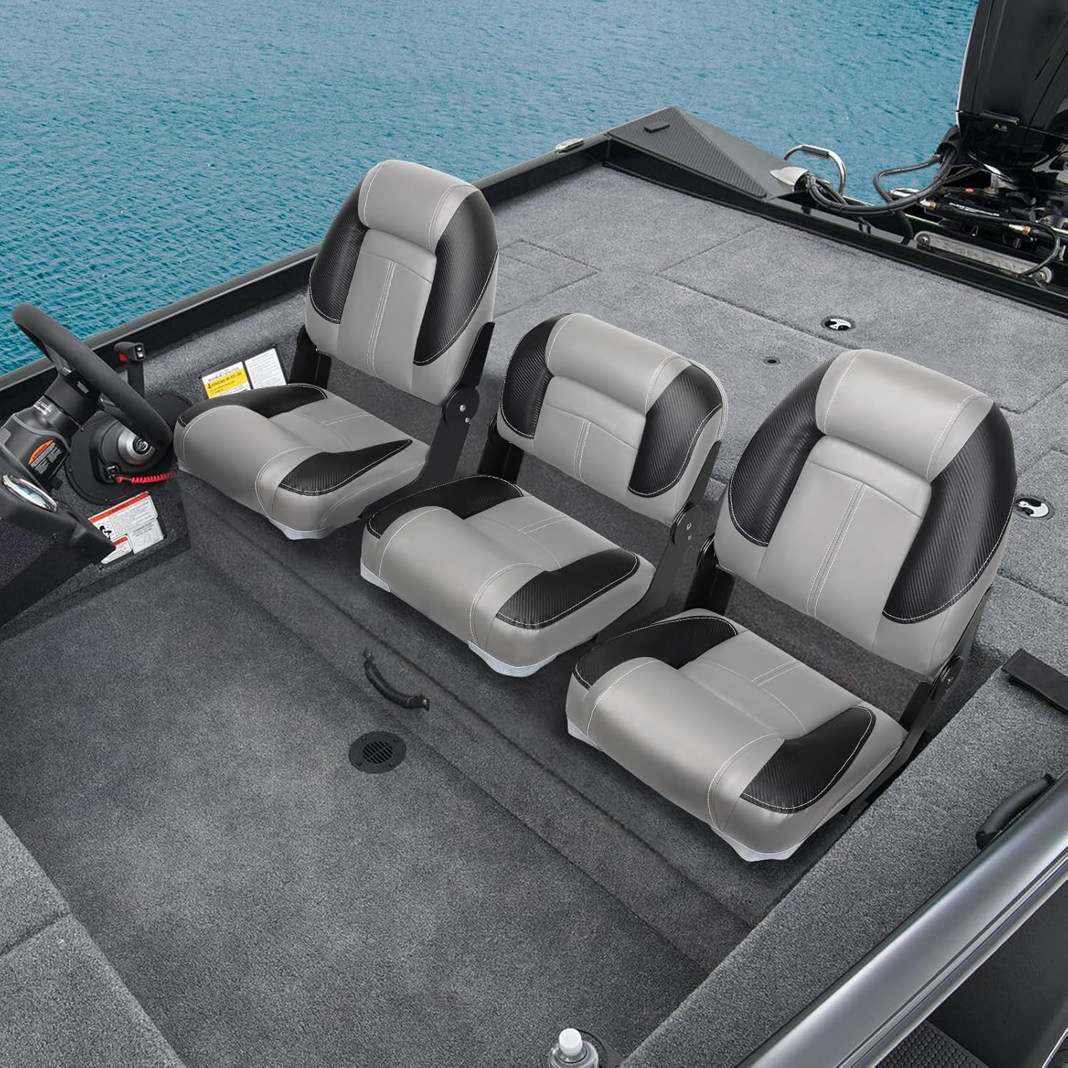 Leader Accessories 50" Bass Boat Seats Folding Fishing Boat Seat