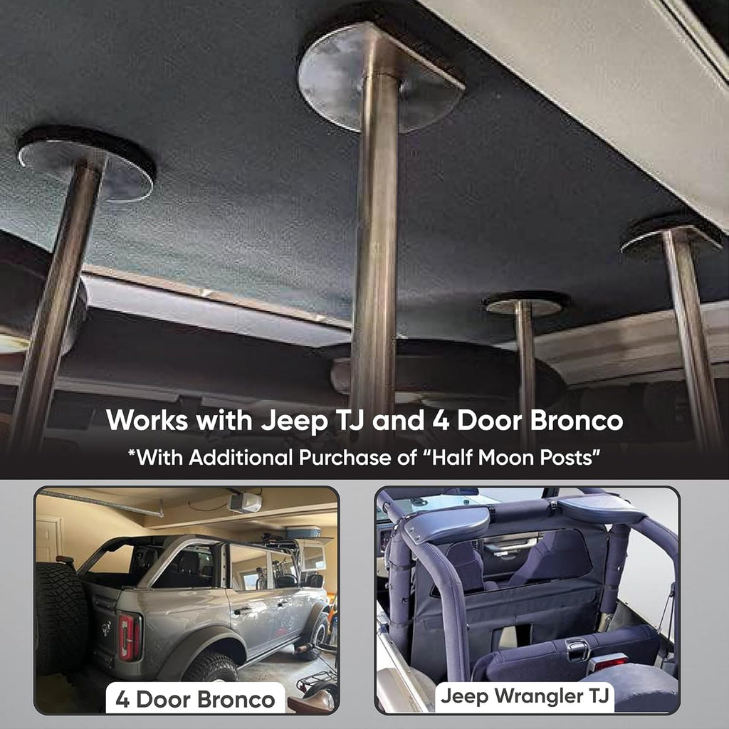 Hard Top Remover Lift for Jeep Wranglers: 2007-to-Present JK/JKU/JL/JLU + CJ, 2&4 Door + Lifted Jeeps. Quick & Easy Assembly. One Person System. Hardtop Removal/Installation in Minutes. Patented