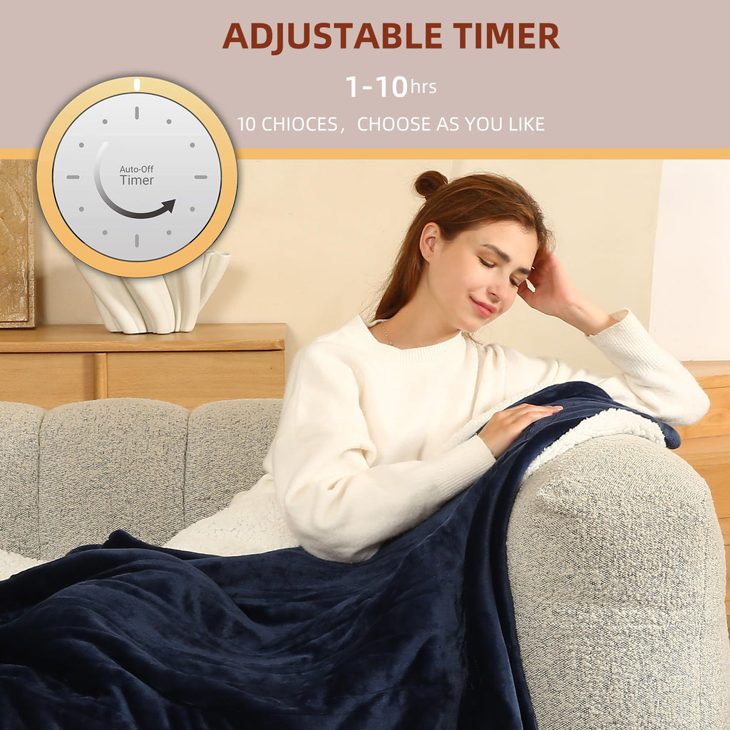 Coperta Elettrica Riscaldata Plaid con 5 Livelli di Riscaldamento e Spegnimento Automatico dopo 4 Ore, Plaid Riscaldato 50"x60" con Certificazione ETL e FCC per Casa e Ufficio, Lavabile in Lavatrice, Grigio Scuro
