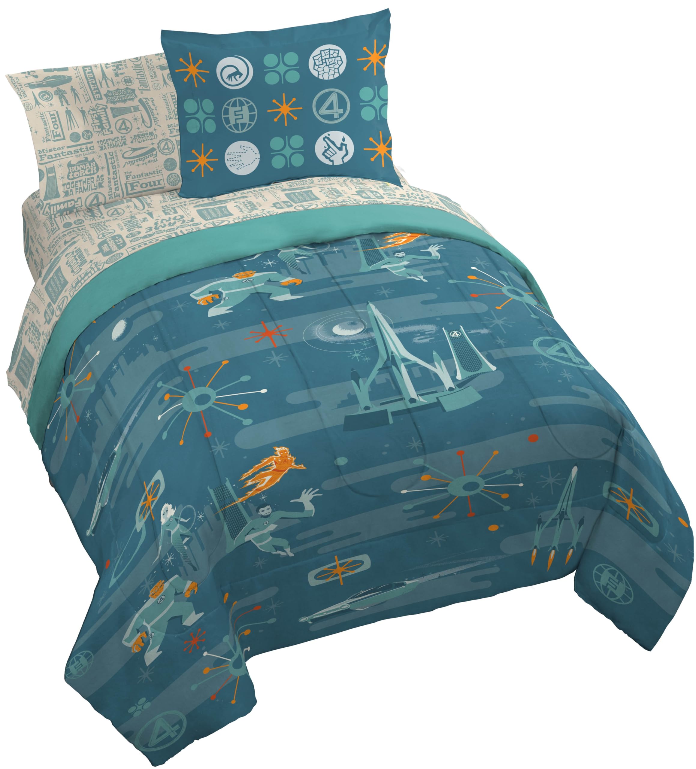 Jay Franco Kids Comforter Set Includes Sheets and Pillow Covers - Soft and Cozy Bed Set for Stylish Room Decor, Grey - Minecraft Movie, 7 Piece Queen Size Bedding