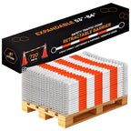 Retractable Barrier for Safety Traffic Cones - 2" OD - Large Yellow and Black Bar Barricade - for Road Construction, Parking, Warning, Temporary Security Divider (40, Orange & White, 72" x 120")