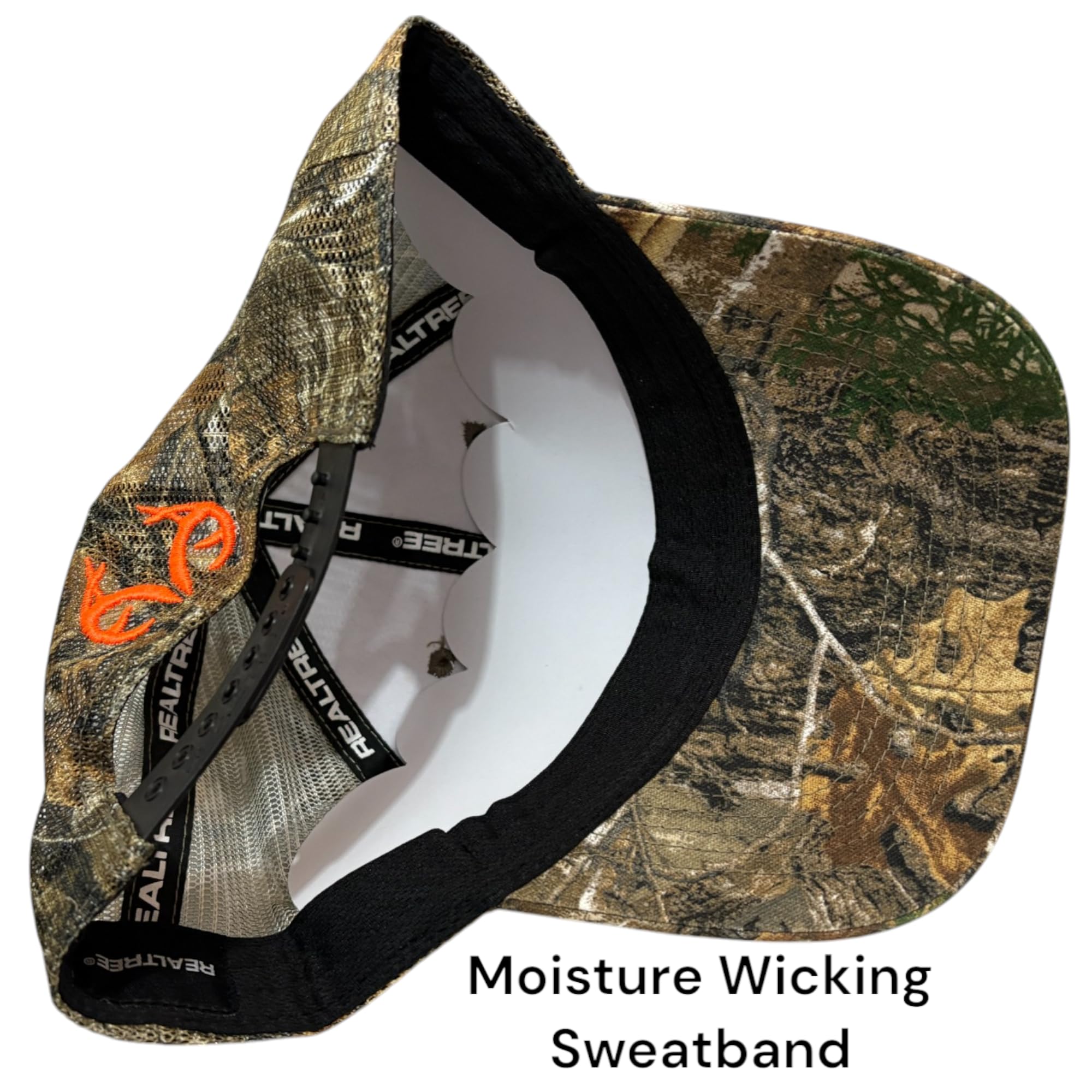 Realtree Edge Blaze Logo Camo Mesh Trucker Cap Hat Snapback svedtransporterende bånd Lav-mellem profil Struktureret forbuet skygge Camouflage kasket